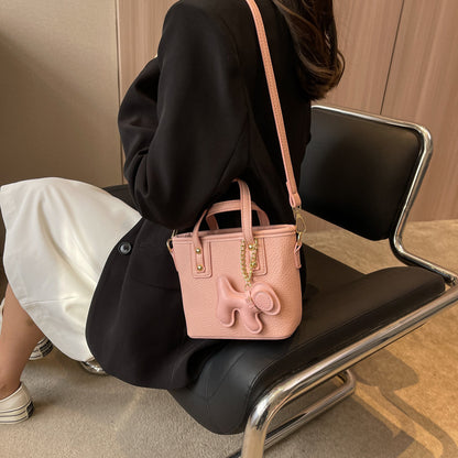 Women Fashion Cartoon Pony Pendant PU Handle Shoulder Bag