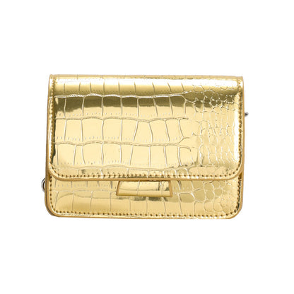 Sac bandoulière simple à chaîne et motif pierre de couleur unie 