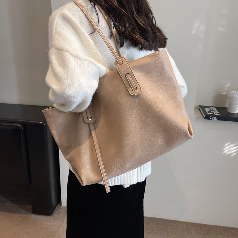 Women Fashionable Simple Large Capacity PU Tote Bag