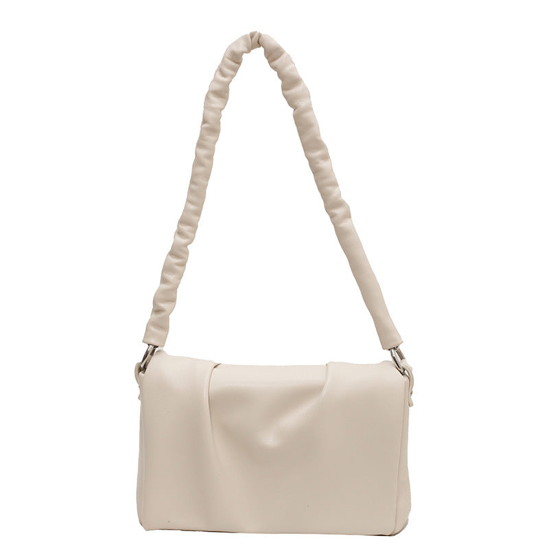 Sac à bandoulière plissé élégant à chaîne de couleur unie pour femme 