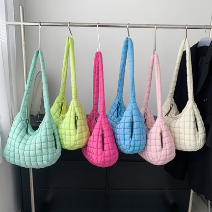Sac à bandoulière plissé nuage de grande capacité pour femme, couleur unie, tendance 