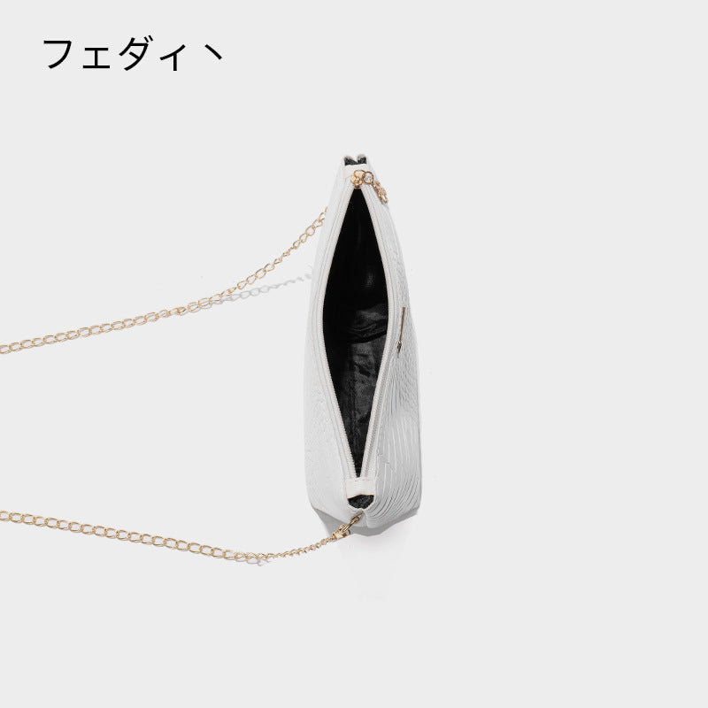 Sac à bandoulière tendance pour femme, motif crocodile, couleur unie, avec chaîne 