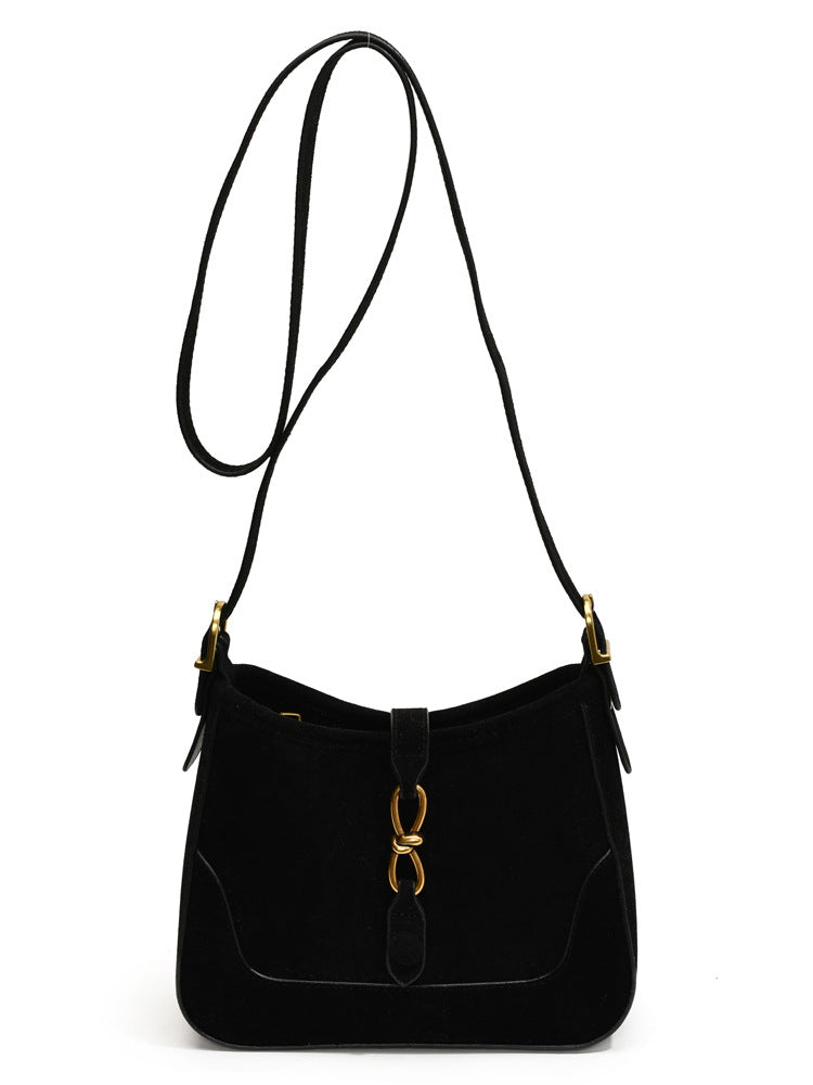Women Fashion Simple Casual Solid Color Suede Square Shoulder Bag