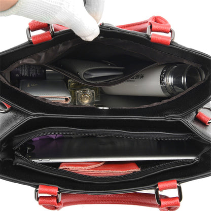 Women Basic letter Embossing Zipper Design Large Capacity PU Handle Bag