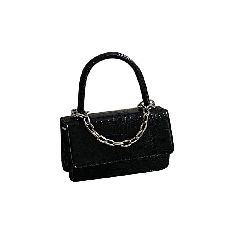 Retro Crocodile Pattern Chain Messenger Bag Personality Minimalist Hand-Held One-Shoulder Flip Small Square Bag