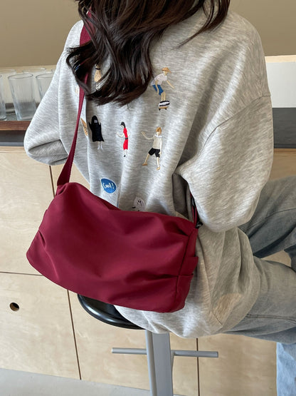 Fashion Solid Color Nylon Crossbody Bag