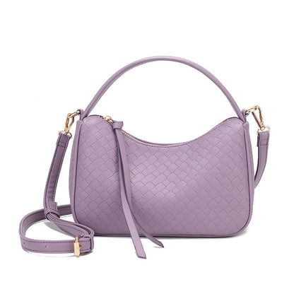 Sac à bandoulière tissé à fermeture éclair, simple et tendance, couleur unie, pour femme