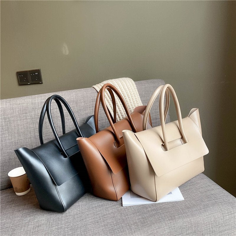 Women Fashionable Simple Large Capacity PU Tote Bag