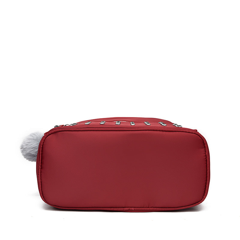 Women Fashion Rivet Soft Wax Leather Backpack