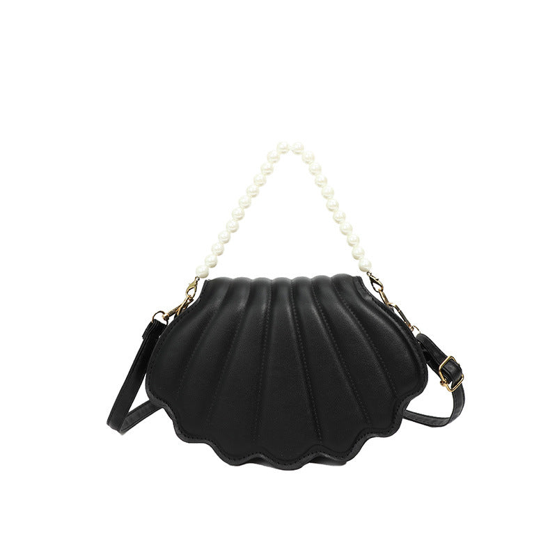 Fashion Solid Color Pearl Chain Shell Shoulder Bag