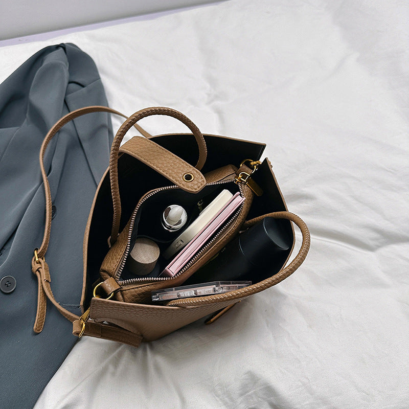 Women Fashion Casual Large Capacity PU Handle Shoulder Bag