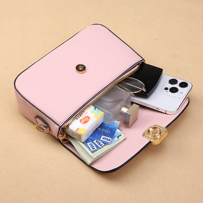 Women Fashionable Simple Square Flap PU Crossbody Bag