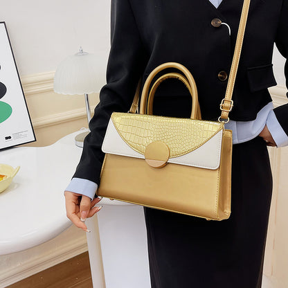 Sac à bandoulière carré à rabat et à blocs de couleurs pour femme 