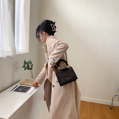 Sac à bandoulière carré à rabat en PU pour femme, couleur unie, tendance 