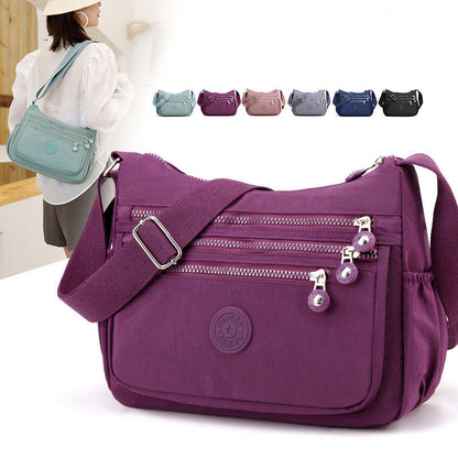 Sac à bandoulière décontracté à poches multiples pour femme, fermeture éclair, couleur unie, grande capacité 