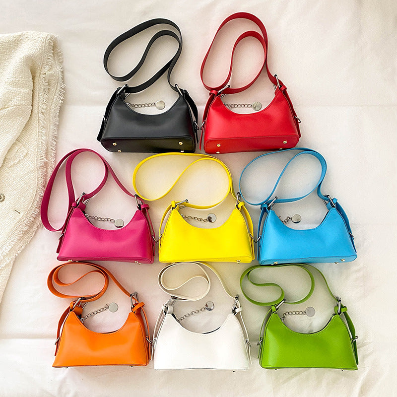 Women Fashion Candy Color Zipper Shoulder Bag