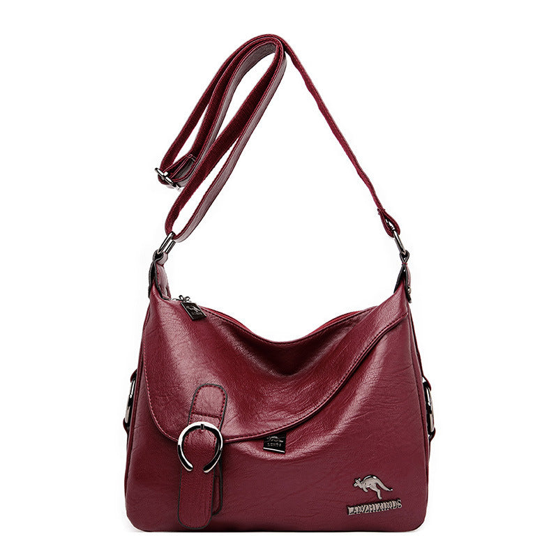 Sac à bandoulière en cuir PU souple vintage simple pour femme 