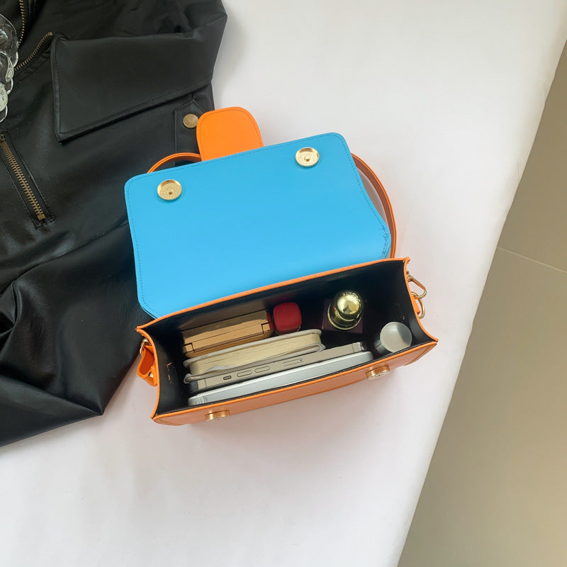 Sac à bandoulière carré à rabat contrasté tendance 