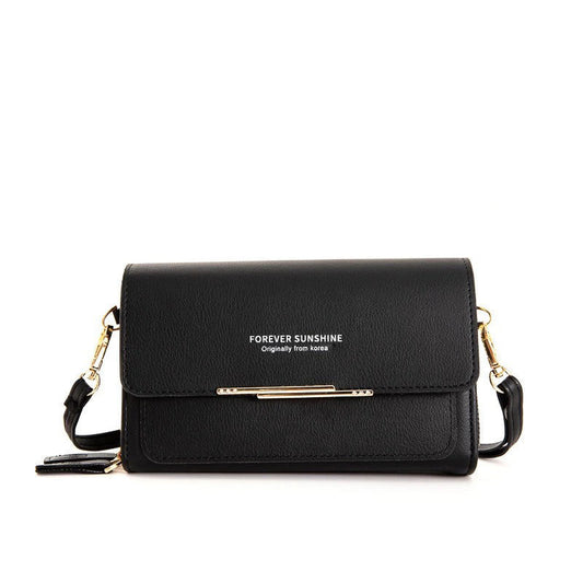 Women Vintage Clamshell Design Letter Pattern Solid Color Purse Crossbody Bag