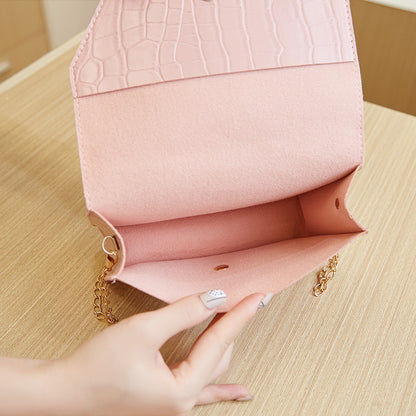 Women Fashion Solid Color PU Flap Square Chain Crossbody Bag