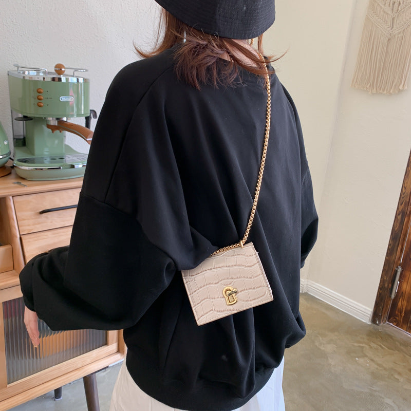 Sac à bandoulière en PU pour femme, motif crocodile vintage, avec boucle à rabat 