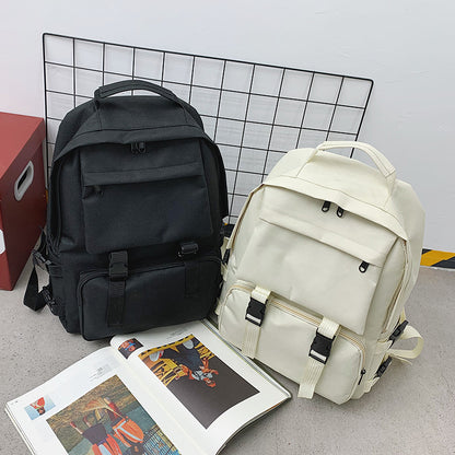 Women Fashionable Solid Color Large Capacity Multi-Layer Zipper Backpack