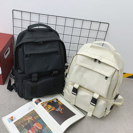 Women Fashionable Solid Color Large Capacity Multi-Layer Zipper Backpack