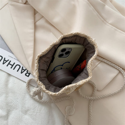 Sac à bandoulière tissé décontracté à fleurs pour femme 