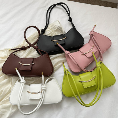 Women Fashion Simple Solid Color Flap Zipper Shoulder Underarm Bag