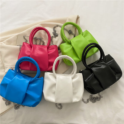 Design Bag Women'S Spring Solid Color Portable Pleated Popular Mini Bag