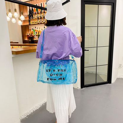 Fashion Transparent Candy Color Large Capacity Portable Travelling Plastic Bag