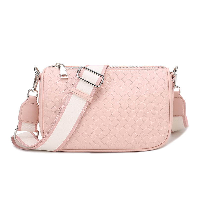 Women Fashion Casual Solid Color Rectangle Wide Strap Crossbody Bag