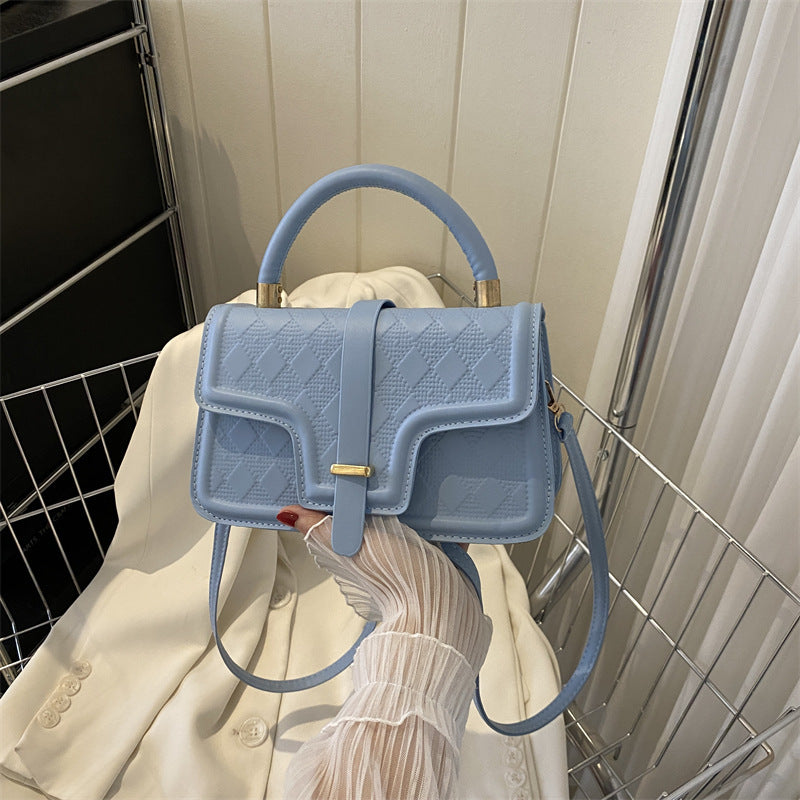 Sac à bandoulière carré en PU à rabat rhomboïde de couleur unie pour femme 