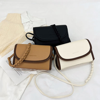Women Simple Solid Color Block Square Flap PU Crossbody Bag