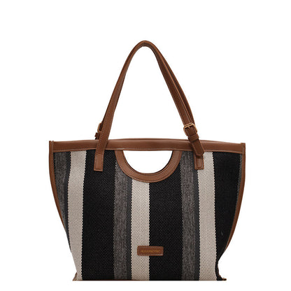 Women Fashion Canvas Stripe Shoulder Bag