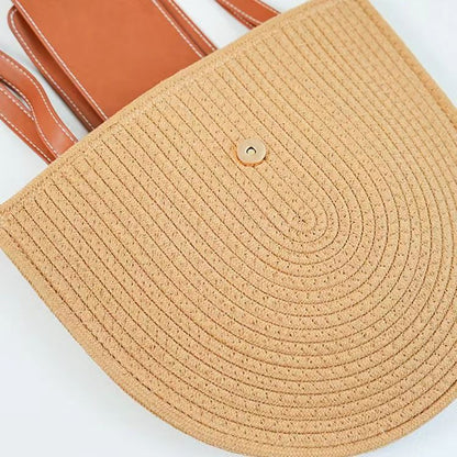 Sac à bandoulière en coton tissé de grande capacité de style pastoral pour les vacances 