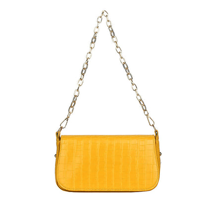 Sac à bandoulière carré décontracté à motif crocodile pour femme avec chaîne et rivets 