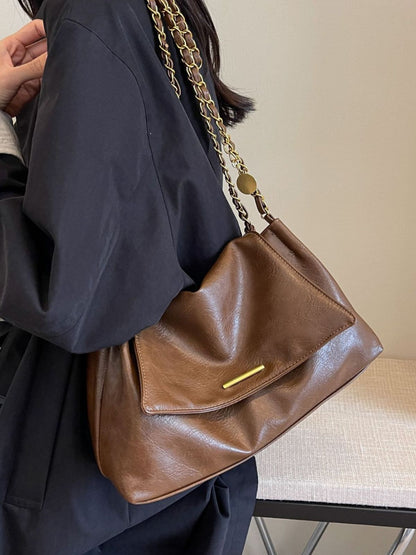 Sac à bandoulière rétro à chaîne pour femme, grande capacité, automne et hiver 