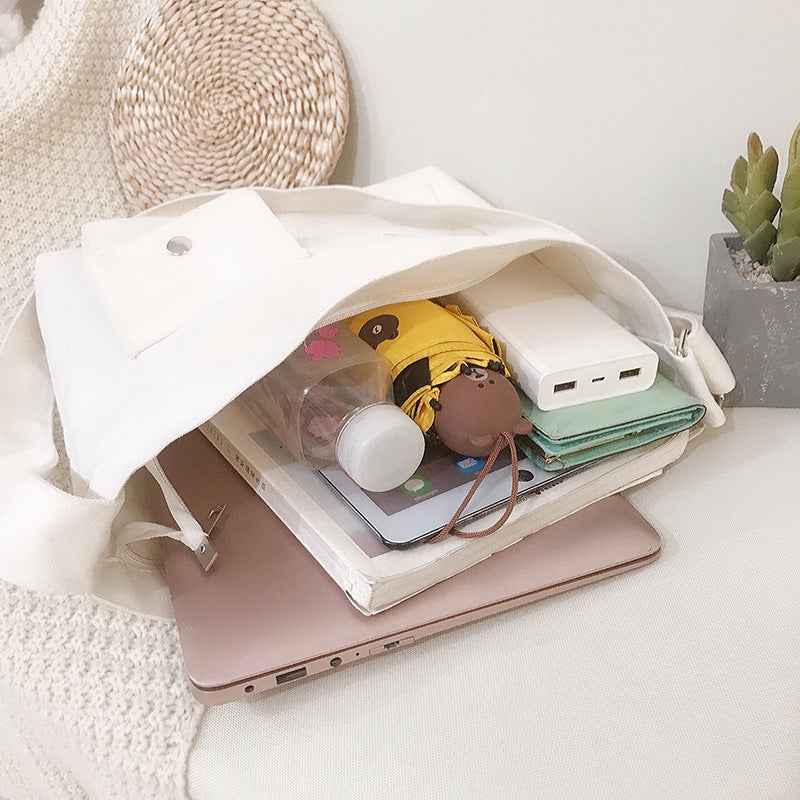 Women Simple Casual Canvas Student Tote Shopping Bag