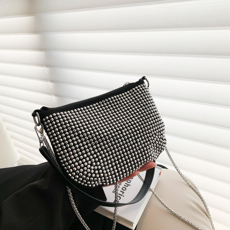 Women Simple Fashionable Diamond Square Chain Crossbody Bag