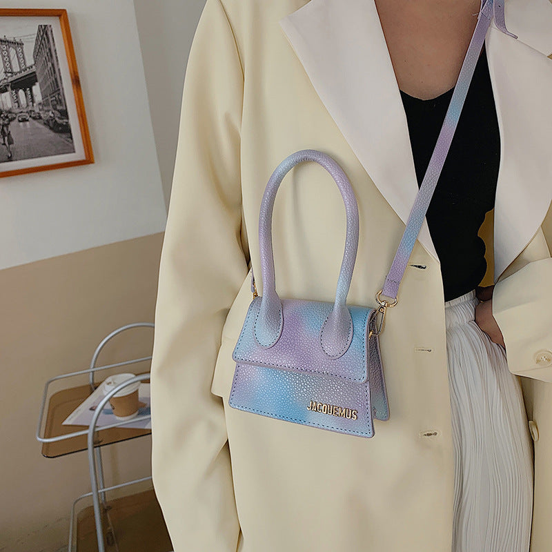 Women Fashion Mini Tie Dye Design Flap PU Handle Crossbody Bag