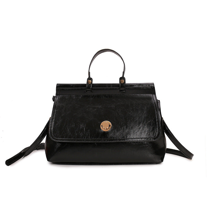 Sac à main rétro simple et solide pour femme, grande capacité, avec poignée en PU 