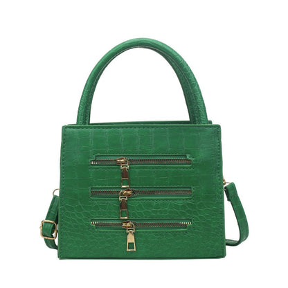 Women Fashion Casual Simple Solid Color Zipper Handbag