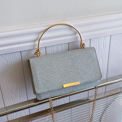 Sac à bandoulière carré à rabat fin et chaîne pour femme, tendance été 