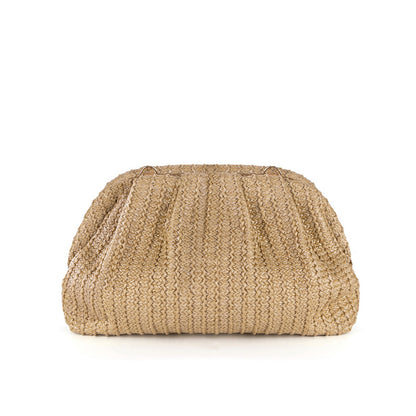 Women Fashion Solid Color Straw Woven Chain Crossbody Bag