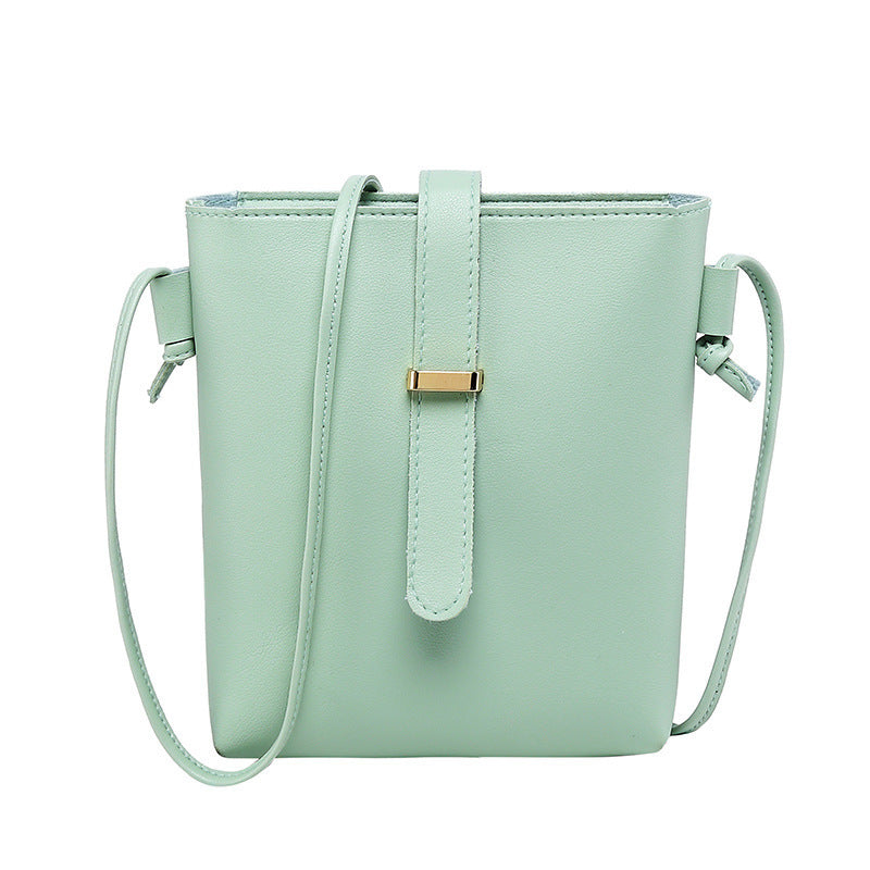 Sac seau à bandoulière en PU de couleur unie pour femme, design décontracté avec boucle 