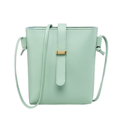 Sac seau à bandoulière en PU de couleur unie pour femme, design décontracté avec boucle 