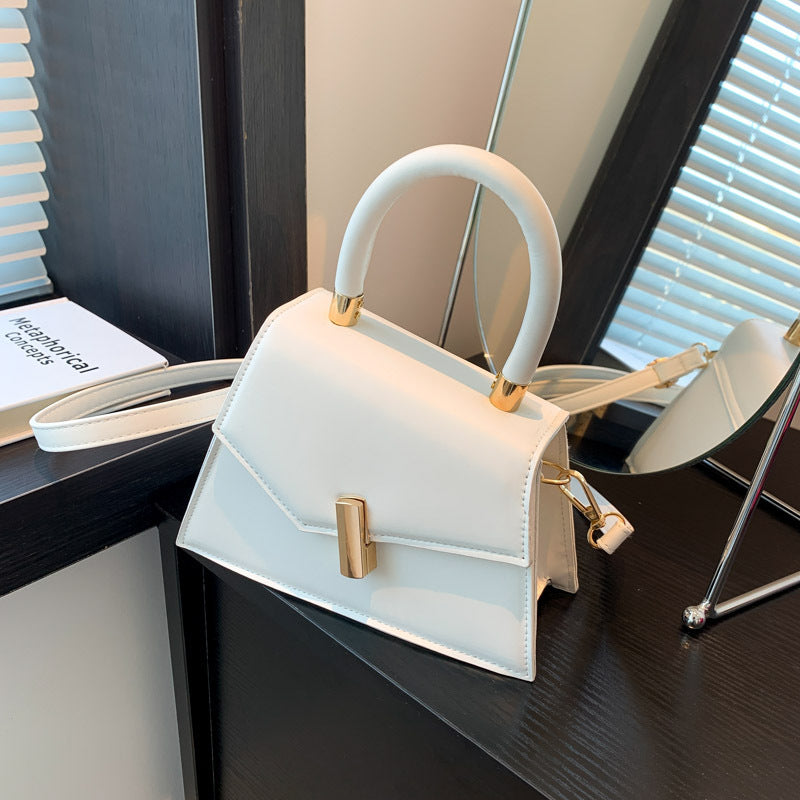 Women Fashion Solid Color Irregular Flap PU Handle Underarm Shoulder Bag