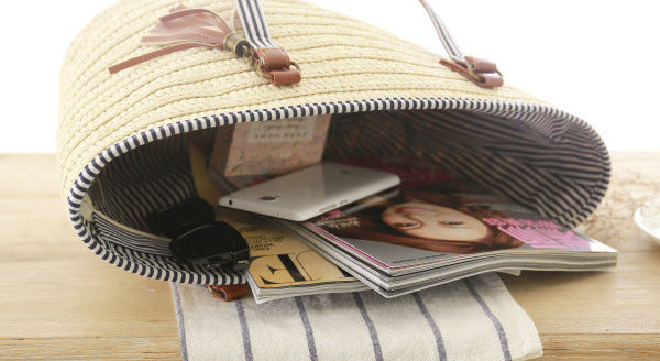 Sac à bandoulière en paille tissé pour femme, grande capacité, décontracté, idéal pour les vacances 