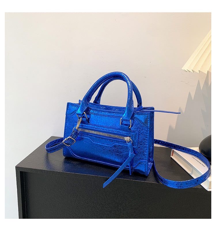 Women Fashionable Simple Solid Color Zipper Square Crossbody Bag